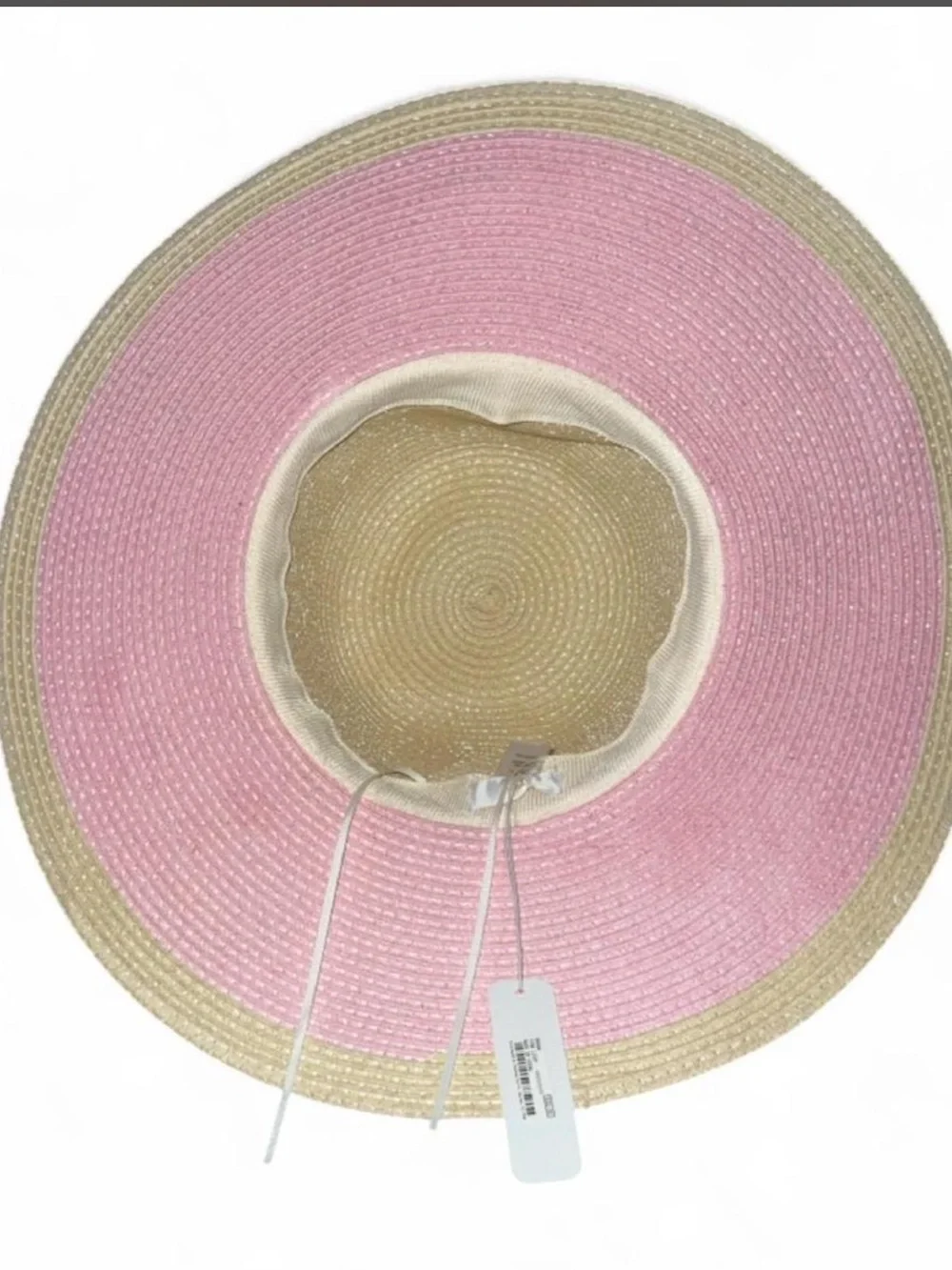 Wide Brim Straw Sun Donut  Beach Hat with Pink Sprinkles